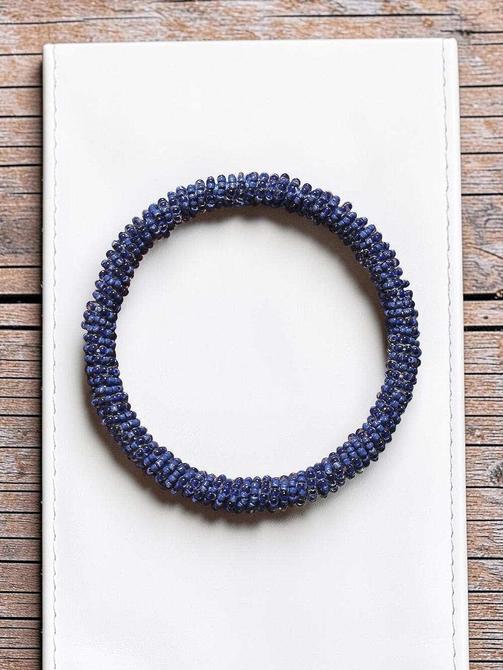 Vintage Unique Beaded Blue Bangle Bracelet